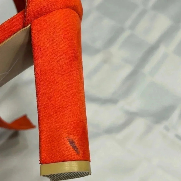 BILLINI Red high ,chunky heel suede shoes with bow & ankle wrap adjustable ties - Picture 13 of 14